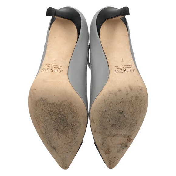 J. Crew Made in Italy Everly Cap Toe T-Strap Stiletto High Heels Gray Black 7 - Picture 6 of 9